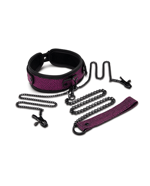 Thumbnail for WhipSmart Dragon&apos;s Lair Collar, Leash &amp; Nipple Clips Set
