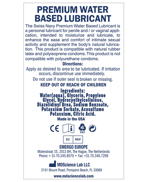 Thumbnail for Swiss Navy Water Based Lube - 2 oz