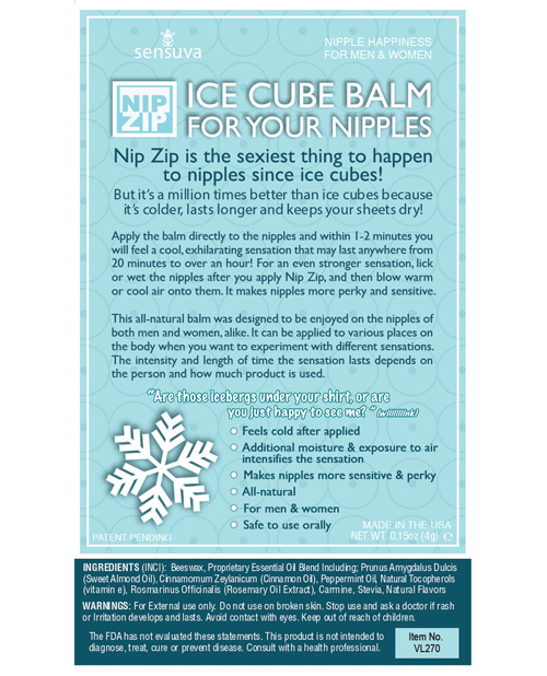 Thumbnail for Sensuva Nip Zip Ice Cube Nip Balm - Strawberry Mint