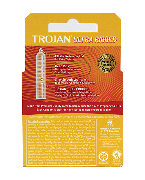 Thumbnail for Trojan Ultra Ribbed Condoms - Box of 3