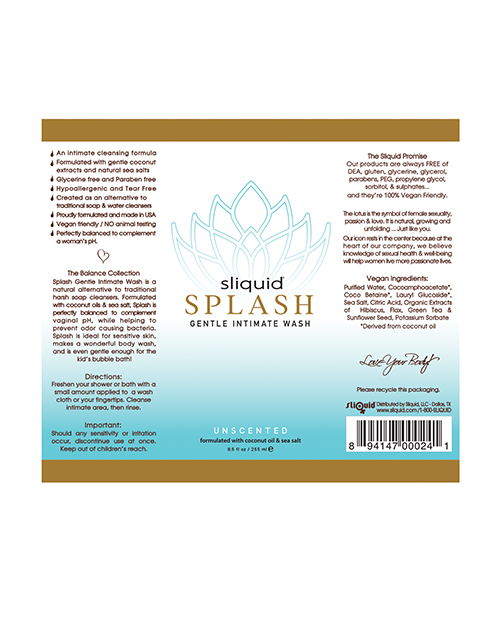Thumbnail for Sliquid Splash Feminine Wash - 8.5 oz Unscented