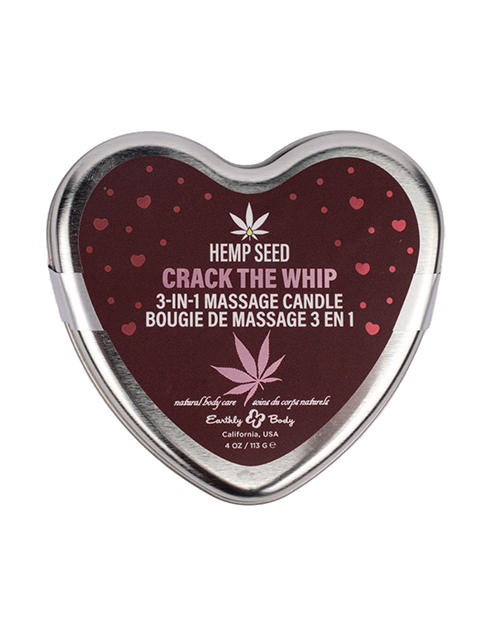 Thumbnail for Earthly Body 2025 Valentines 3 in 1 Massage Heart Candle - 4.7 oz Crack The Whip
