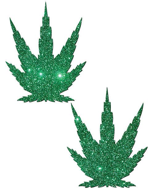 Thumbnail for Pastease Glitter Marijuana Leaf - Green O/S