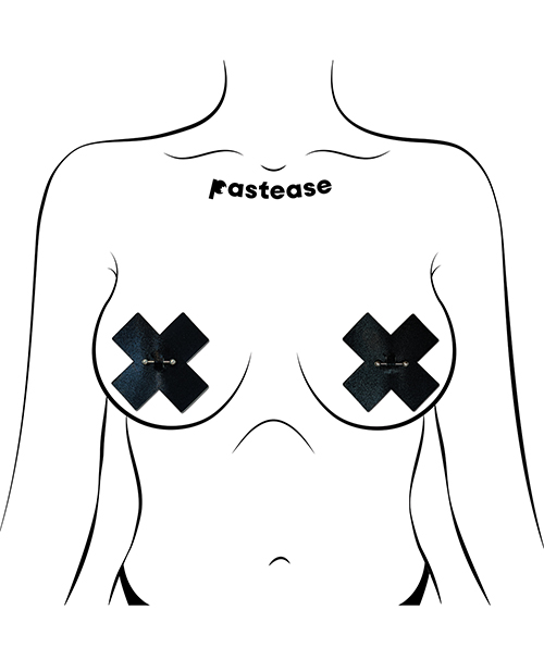 Thumbnail for Pastease Pierced Liquid Black Cross w/Barbell Piercing - Black O/S