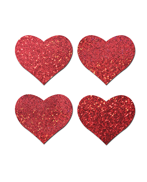 Thumbnail for Pastease Premium Petites Glitter Heart - Red O/S Pack of 2 Pair
