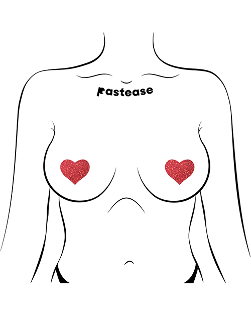 Thumbnail for Pastease Premium Petites Glitter Heart - Red O/S Pack of 2 Pair