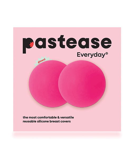 Thumbnail for Pastease HALOS Silicone Nipple Covers w/Travel Box - Neon Pink D+ Cup 10 or More Uses