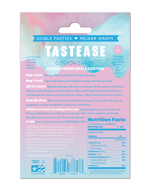 Thumbnail for Pastease Tastease Edible Pasties &amp; Pecker Wraps - Cotton Candy O/S