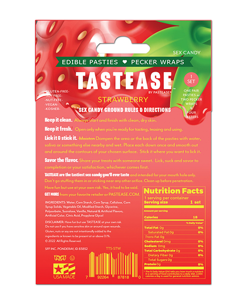 Thumbnail for Pastease Tastease Edible Pasties & Pecker Wraps - Strawberry O/S