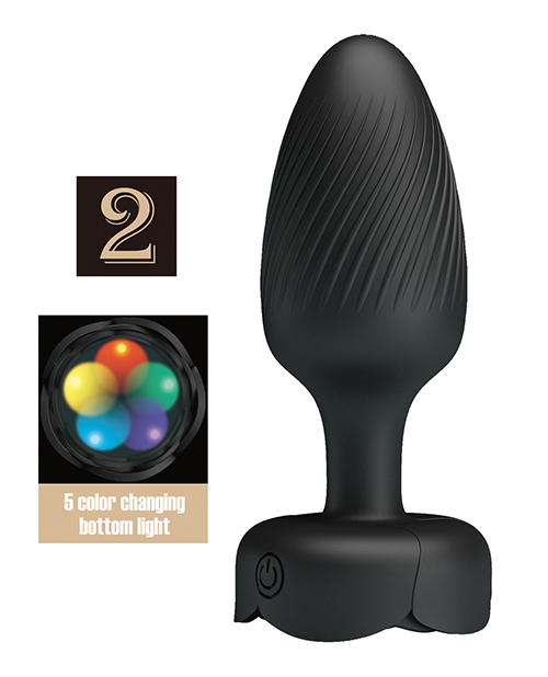 Thumbnail for Pretty Love Varian Large Butt Plug w/Multi Color Bottom Light - Black