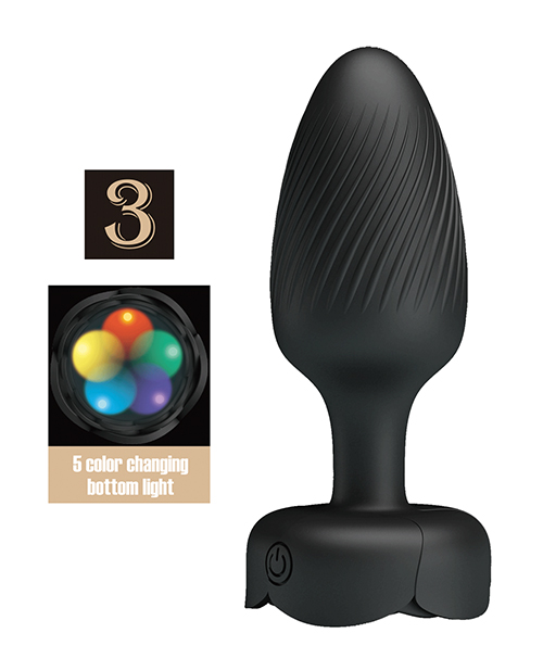 Thumbnail for Pretty Love Osborn Medium Butt Plug w/Multi Color Bottom Light - Black