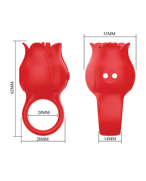 Thumbnail for Pretty Love Jae Floral Ring Finger Vibrator - Red