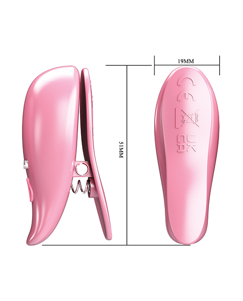 Thumbnail for Pretty Love Leaf Wireless Vibrating Nipple Clamps - Pink