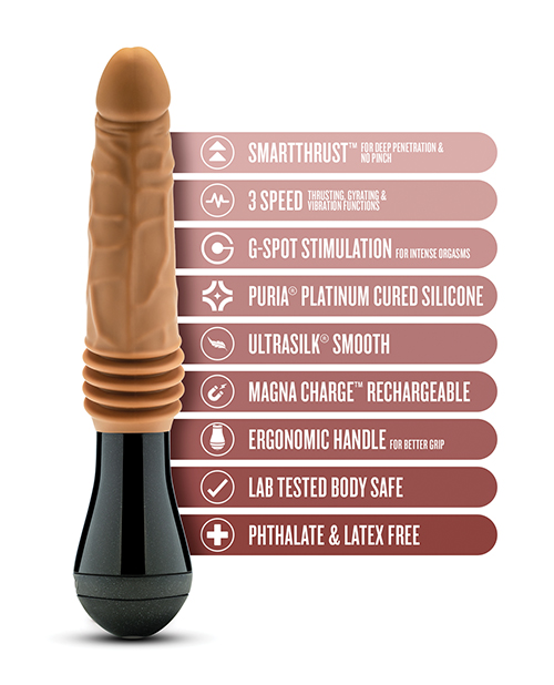 Thumbnail for Blush Dr. Skin Silicone Dr. Arthur Thrusting Gyrating Vibrating Dildo - Tan