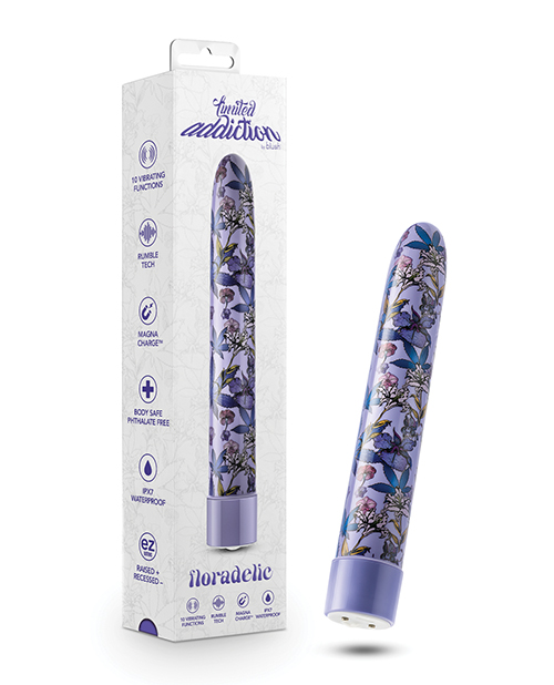 Blush Limited Addiction Floradelic 7&quot; Rechargeable Vibe - Purple