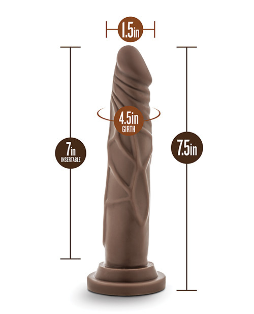 Thumbnail for Blush Dr. Skin 7.5" Basic Realistic Cock - Chocolate