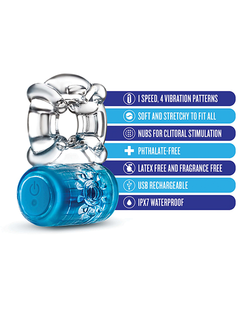 Thumbnail for Blush Play With Me Pleaser Rechargeable C Ring - Blue