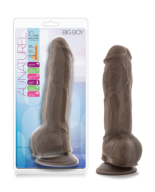 Blush Au Naturel 10&quot; Big Boy Realistic Dildo w/Balls - Chocolate