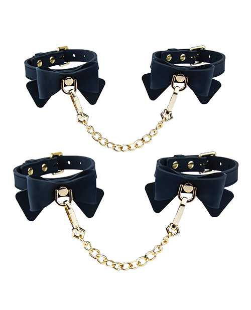 Thumbnail for Blush Temptasia Ardor Wrist &amp; Ankle Restraints w/Bow - Black