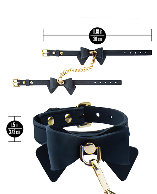 Thumbnail for Blush Temptasia Ardor Wrist &amp; Ankle Restraints w/Bow - Black