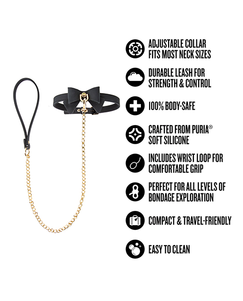 Thumbnail for Temptasia Ardor Collar &amp; Leash w/Bow - Black