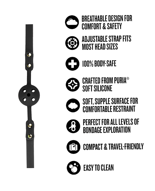 Thumbnail for Blush Temptasia Ardor Ball Gag - Black