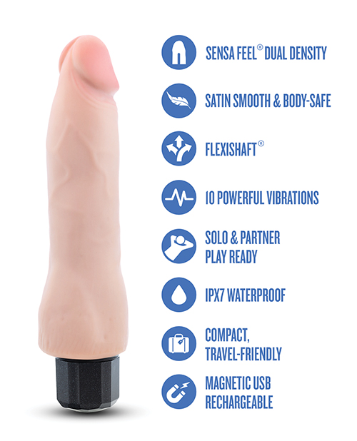 Thumbnail for Blush Au Naturel 8.75" Vibrating Realistic G-Spot Dildo - Beige