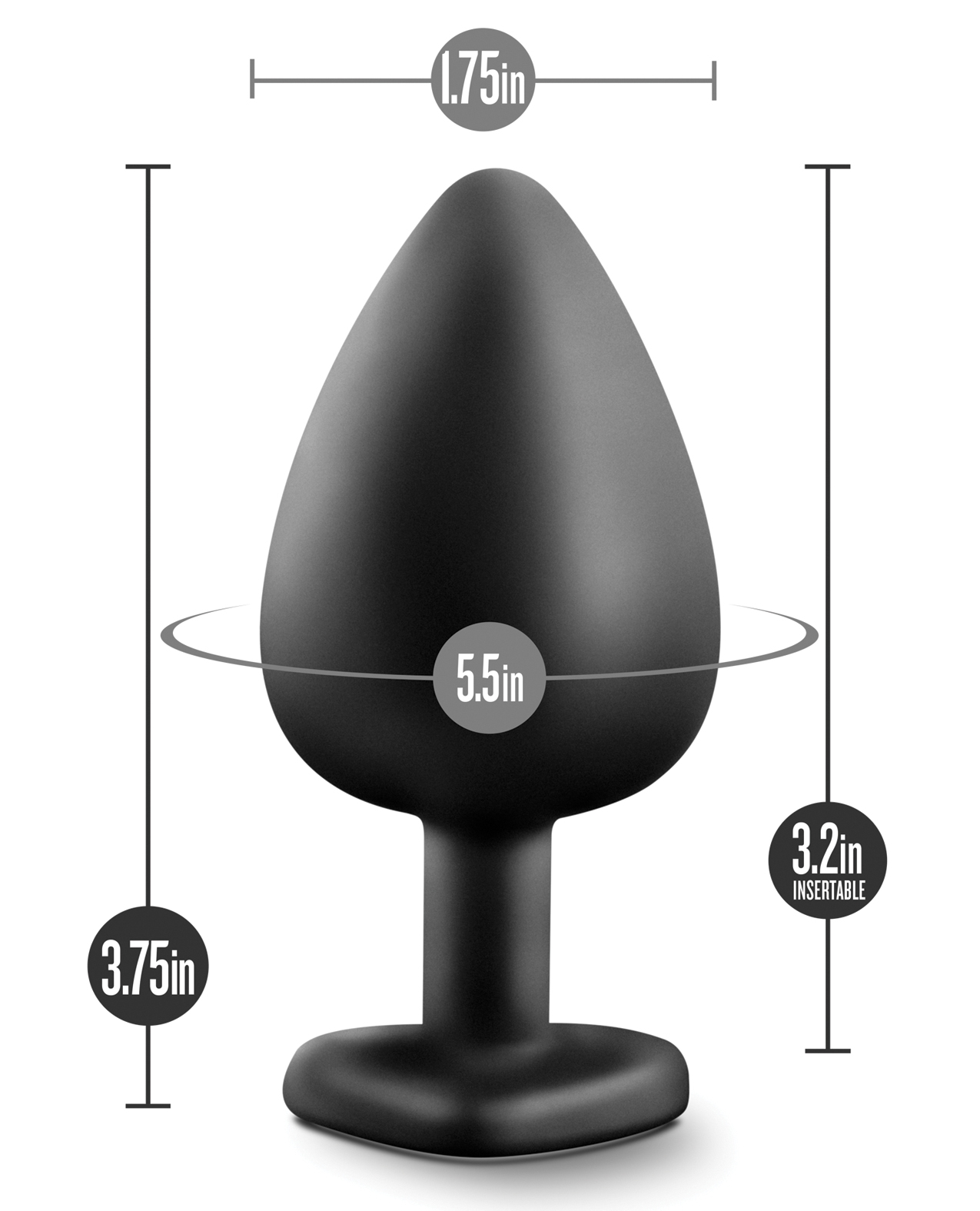Thumbnail for Blush Temptasia Bling Plug w/Gem Large - Black