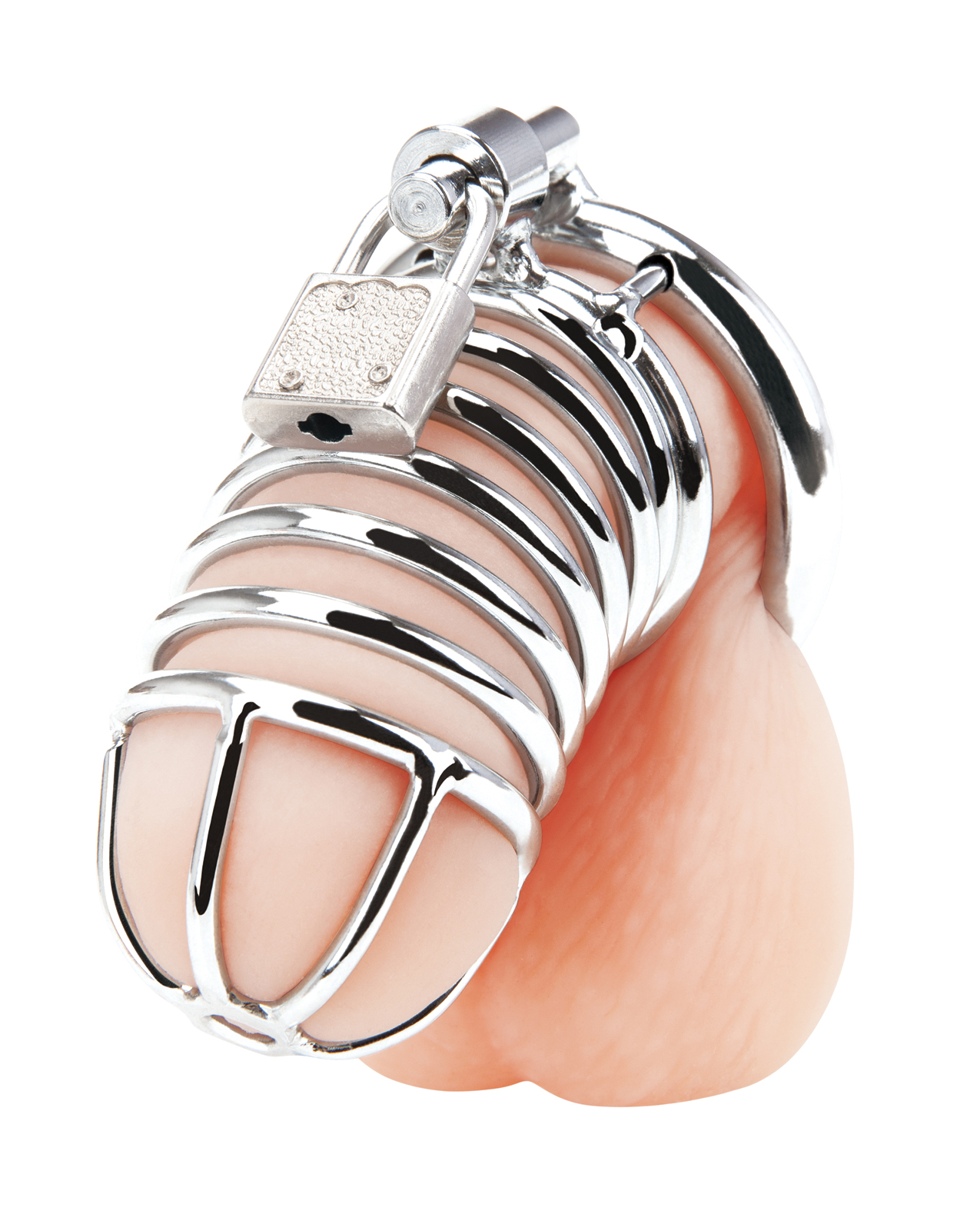 Thumbnail for Blue Line Deluxe Chastity Cage - Silver