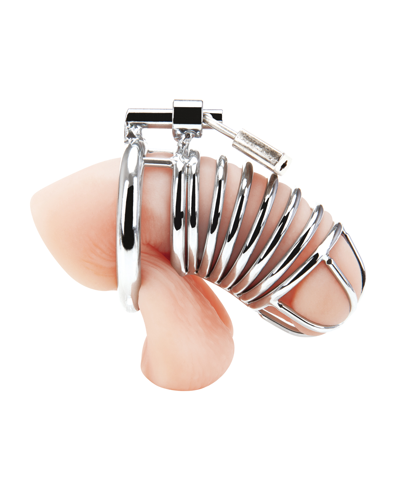 Thumbnail for Blue Line Deluxe Chastity Cage - Silver