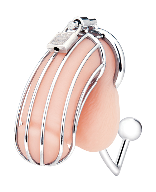 Thumbnail for Blue Line Cock Cage w/Anal Stimulator - Silver
