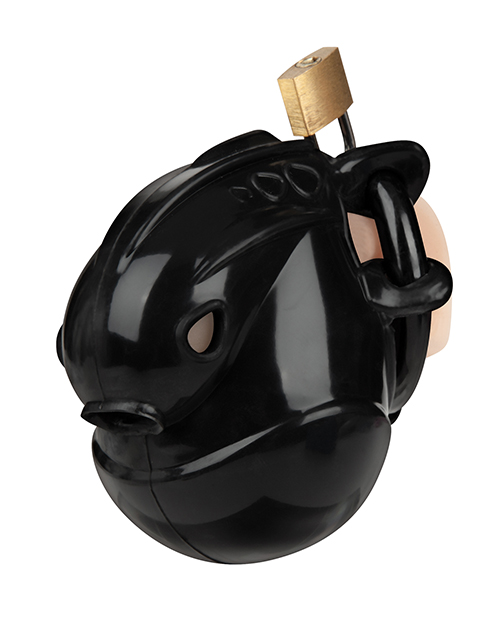 Thumbnail for Full Restraint Silicone Cock & Balls Chastity Device - 100% Coverage Black