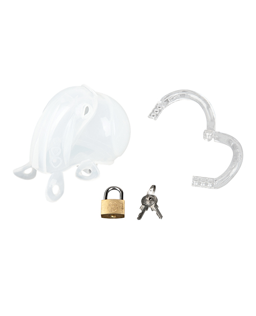 Thumbnail for Full Restraint Silicone Cock & Balls Chastity Device - 100% Coverage White