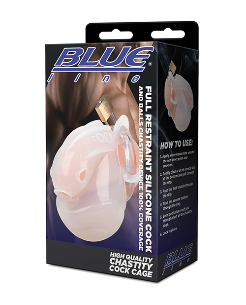 Thumbnail for Full Restraint Silicone Cock & Balls Chastity Device - 100% Coverage White