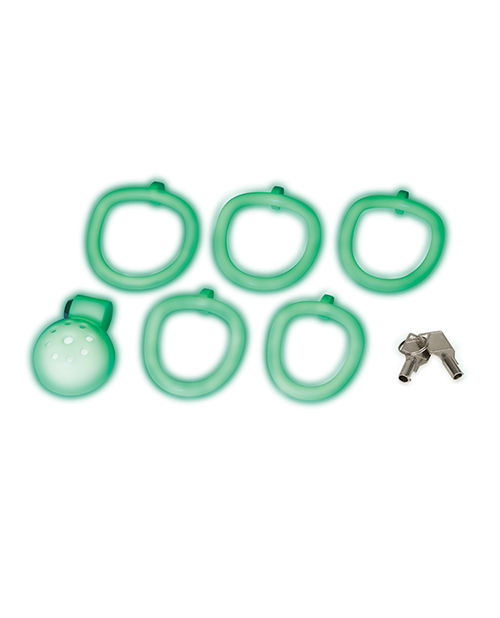 Thumbnail for Glow In The Dark Micro Mini Cock Chastity Cage