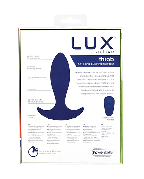 Thumbnail for Lux Active Throb Anal Pulsating Massager w/Remote - Dark Blue