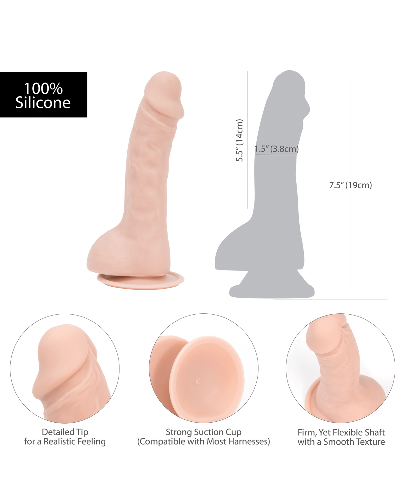 Thumbnail for Addiction Brad 7.5&quot; Dildo - Beige
