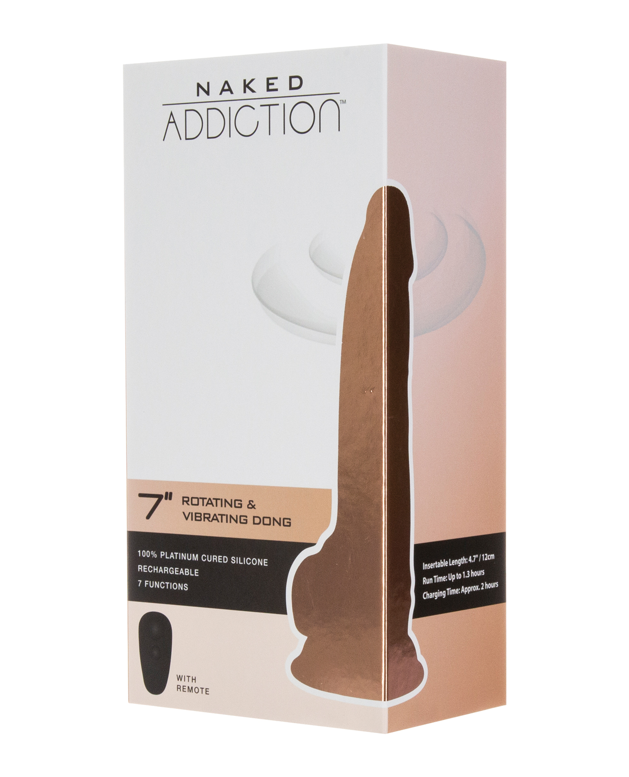 Thumbnail for Naked Addiction 7&quot; Rotating &amp; Vibrating Dong w/Remote - Flesh