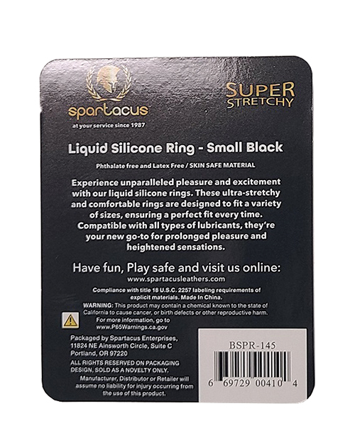 Thumbnail for Spartacus Liquid Silicone Cock Ring Small - Black