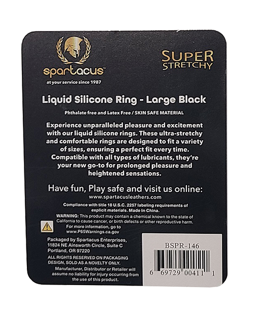 Thumbnail for Spartacus Liquid Silicone Cock Ring Large - Black