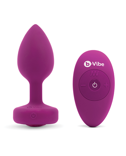 Thumbnail for b-Vibe Remote Control Vibrating Jewel Plug (S/M) - Fuchsia