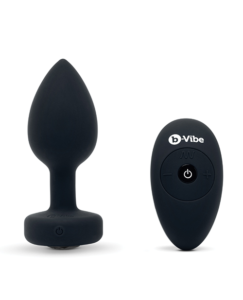 Thumbnail for b-Vibe Remote Control Vibrating Jewel Plug (M/L) - Black