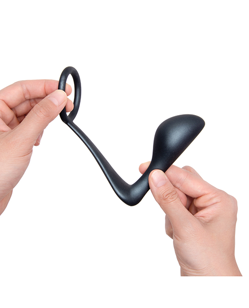 Thumbnail for b-Vibe Butties Ringer Cock Ring &amp; Prostate Plug - Black