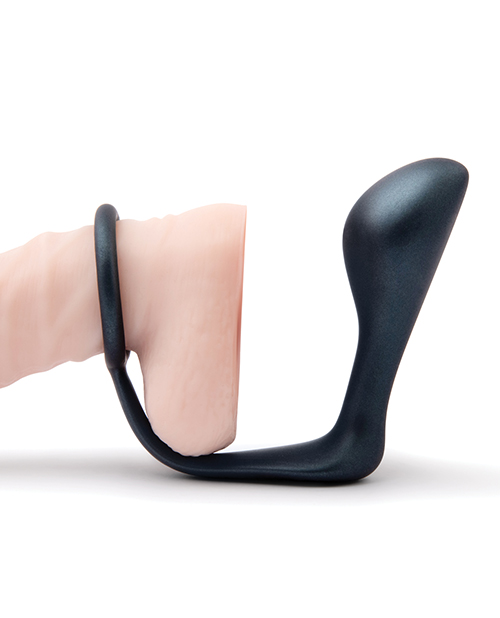 Thumbnail for b-Vibe Butties Ringer Cock Ring &amp; Prostate Plug - Black