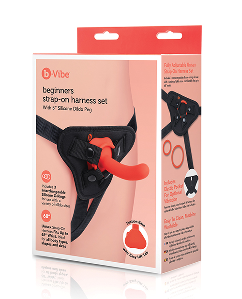 b-Vibe Beginner&apos;s Strap-On Harness Set - With 5 Silicone Dildo Peg