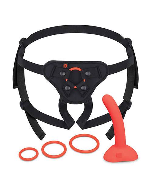 Thumbnail for b-Vibe Beginner&apos;s Strap-On Harness Set - With 5 Silicone Dildo Peg