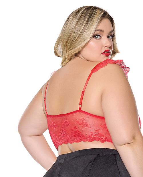 Thumbnail for Scallop Stretch Lace Soft Cup Bralette - Red QN