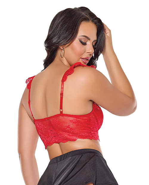 Thumbnail for Scallop Stretch Lace Soft Cup Bralette - Red O/S