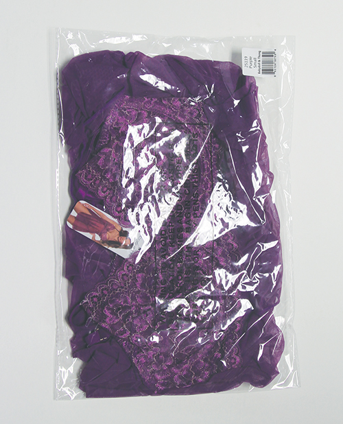 Thumbnail for Metallic Stretch Lace &amp; Mesh Babydoll w/Thong - Purple SM