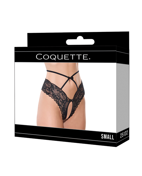 Thumbnail for Lace Hipster Panty w/Bow Detail - Black SM